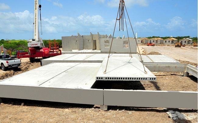 Precast panels being craned