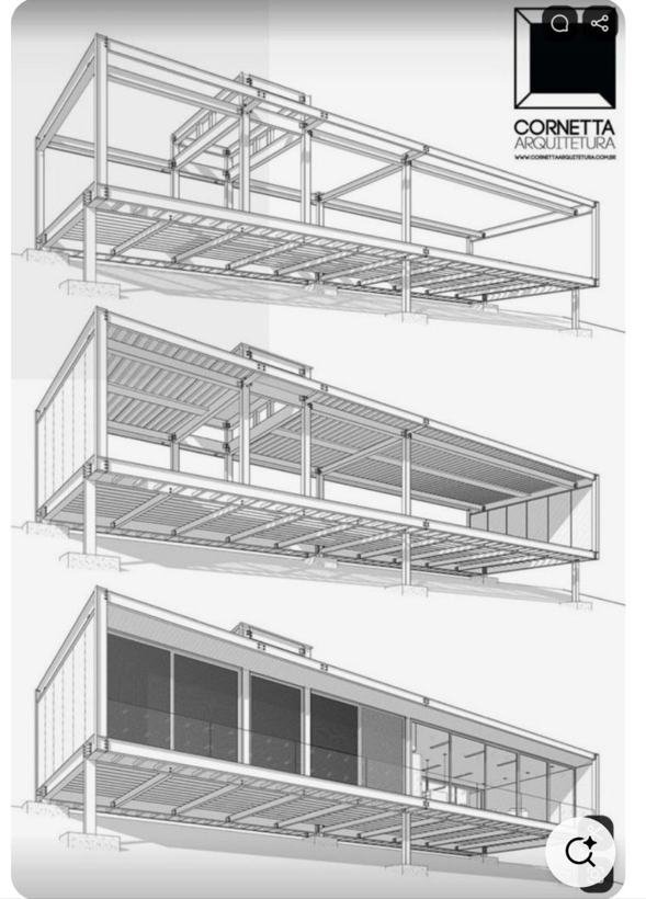 Exploded steel frame drawing